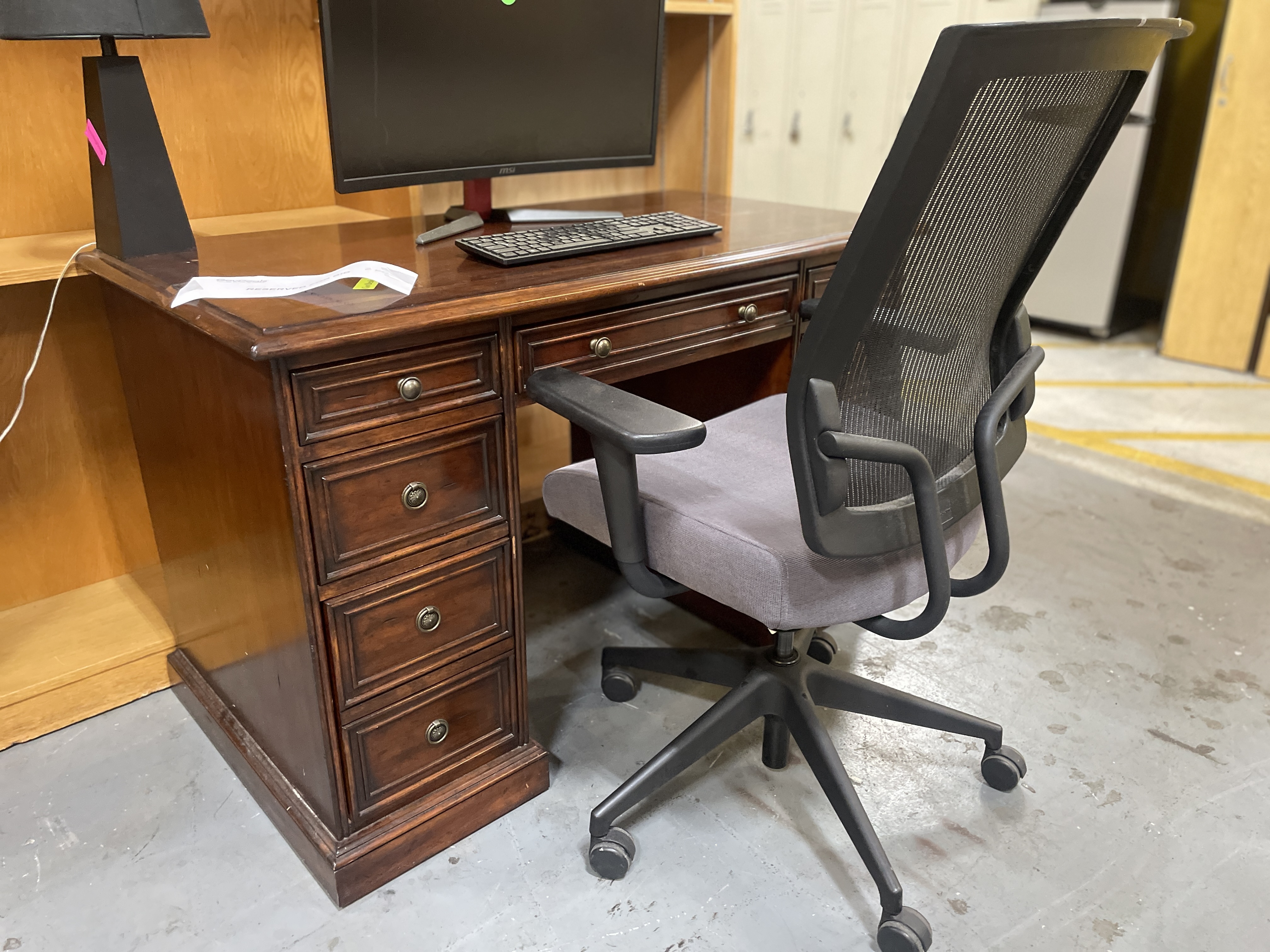 Desk with chair and computer